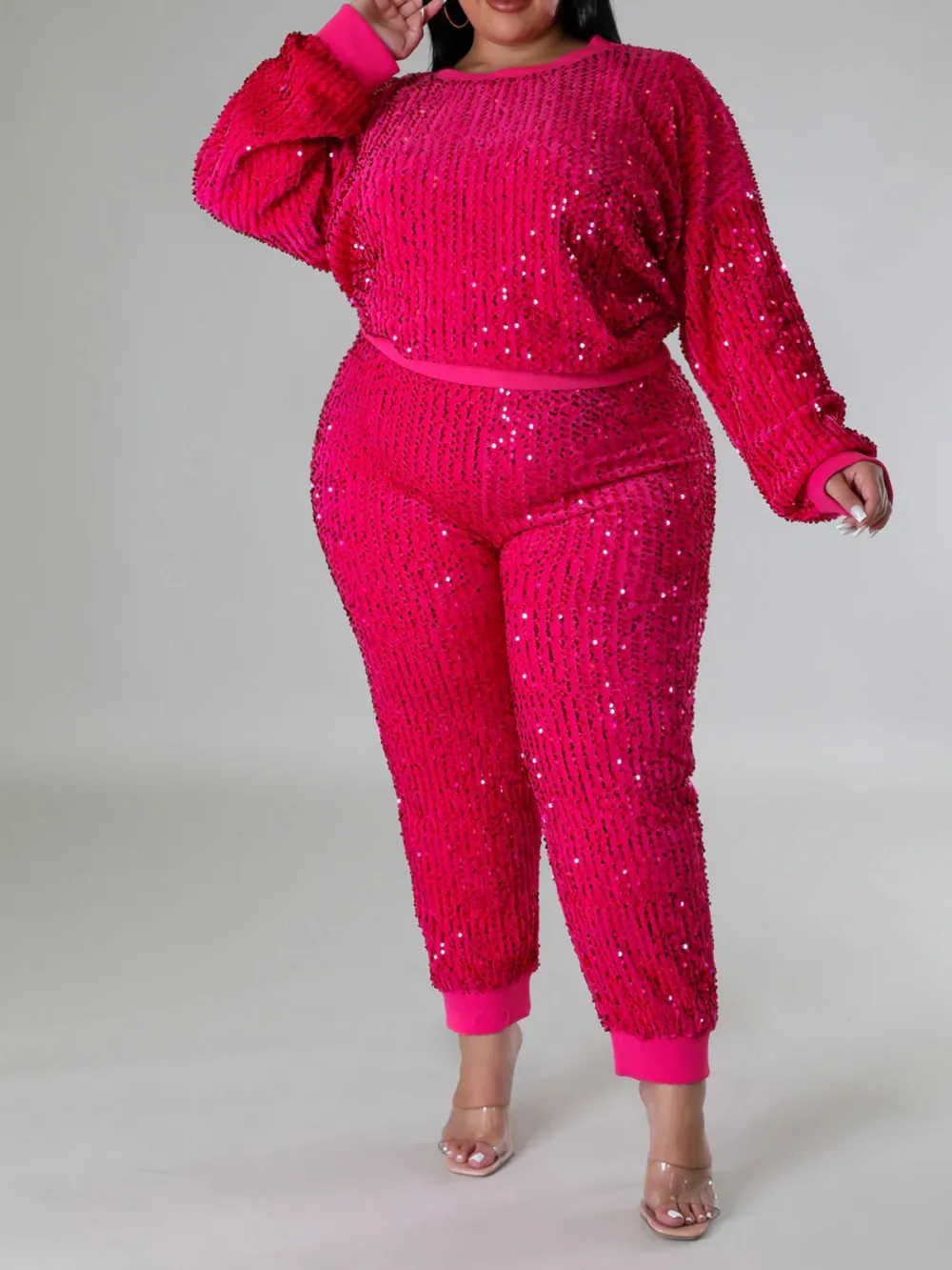 Plus Size Women'S Fashion Sequin Suit