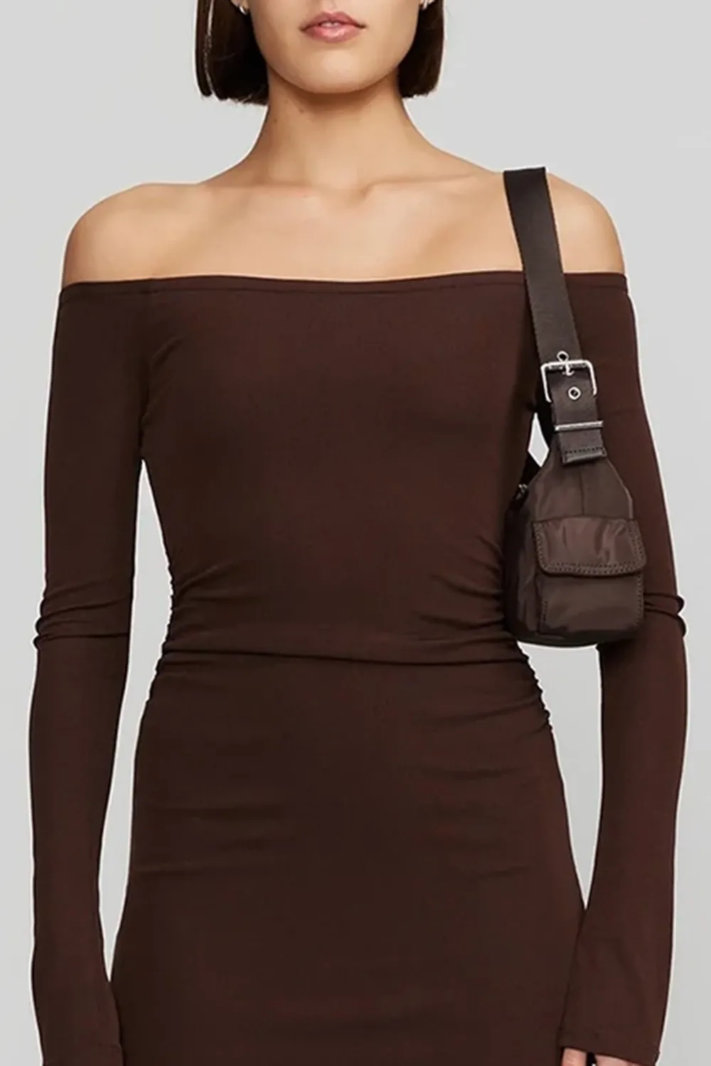 Off - Shoulder Long - Sleeve Maxi Dress