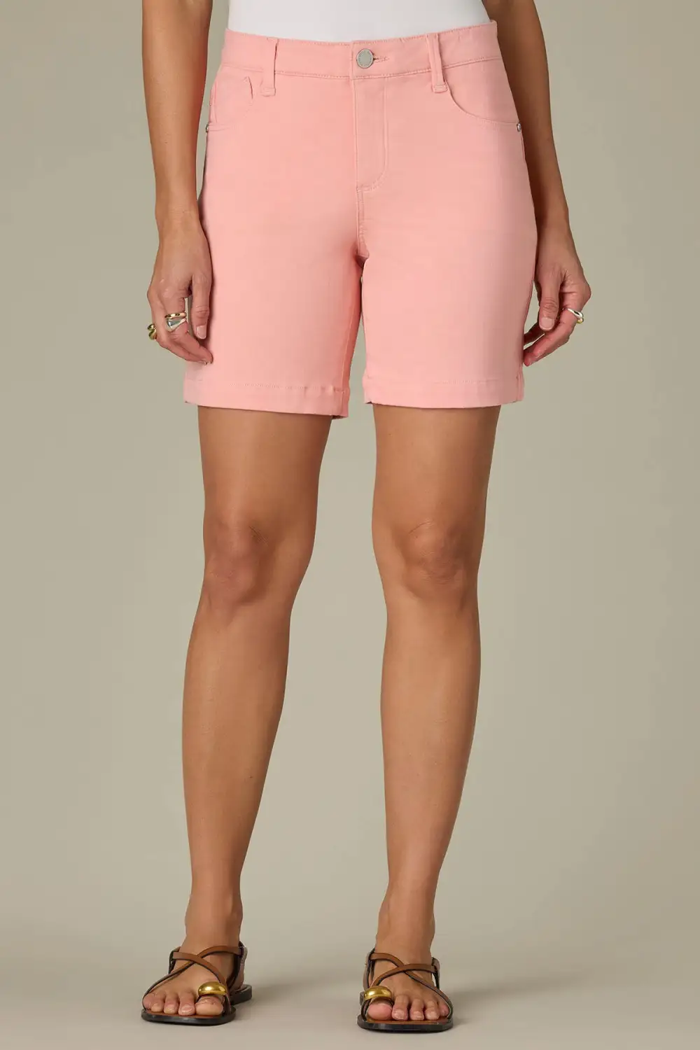 Mid Rise Stretch Twill Shorts