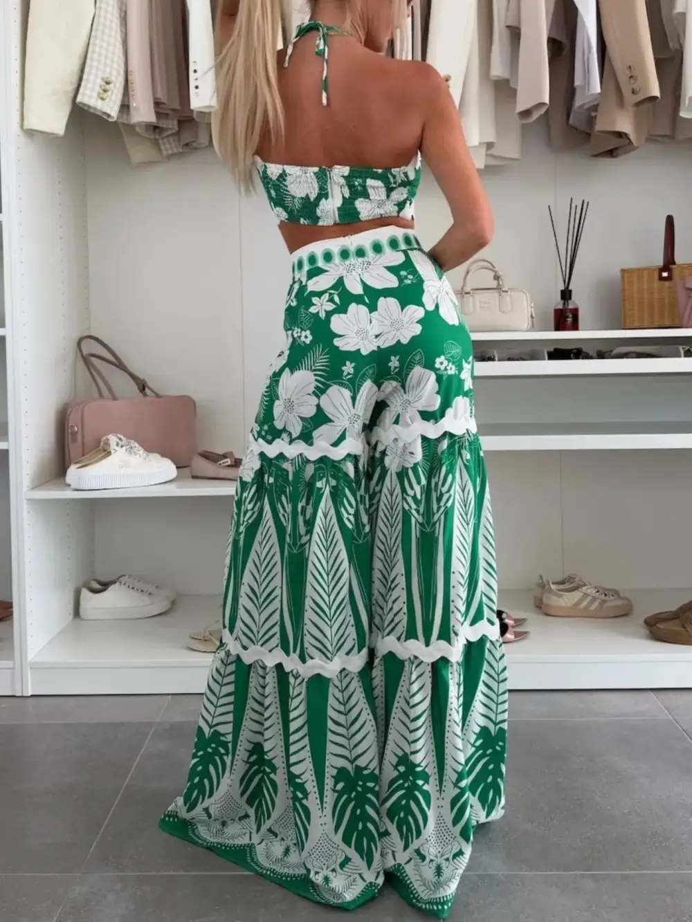 Subtle Halter Cropped Detail Coordinated Set