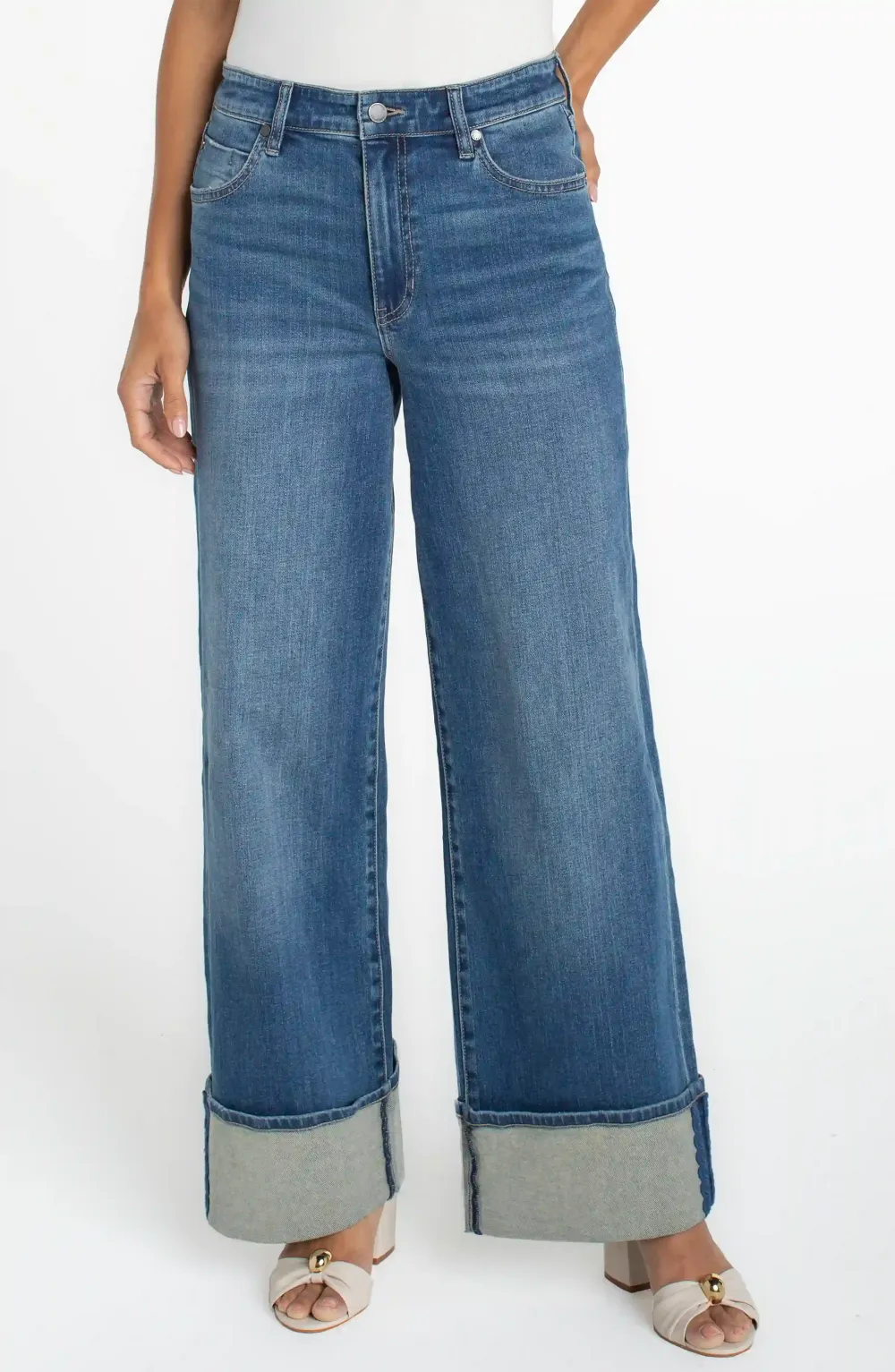 Wide Leg High Rise Straight Leg Jeans