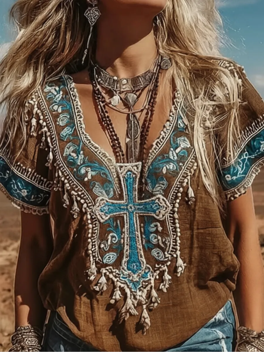 Women'S Casual Retro Western Faith T-Shirt