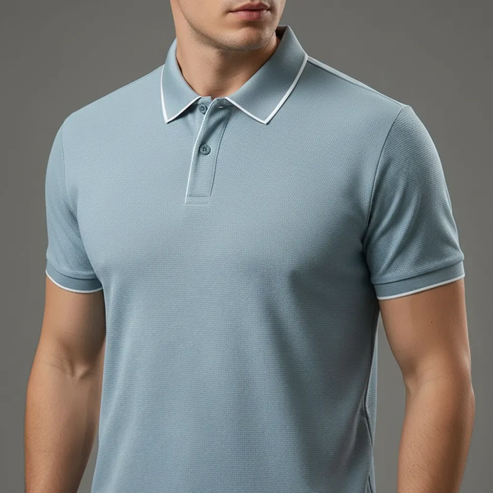 Textured Knit Collar Polo