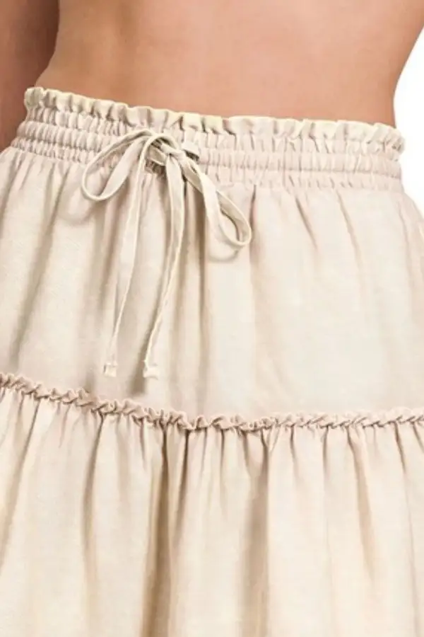 Tiered Tencel Mini Skirt