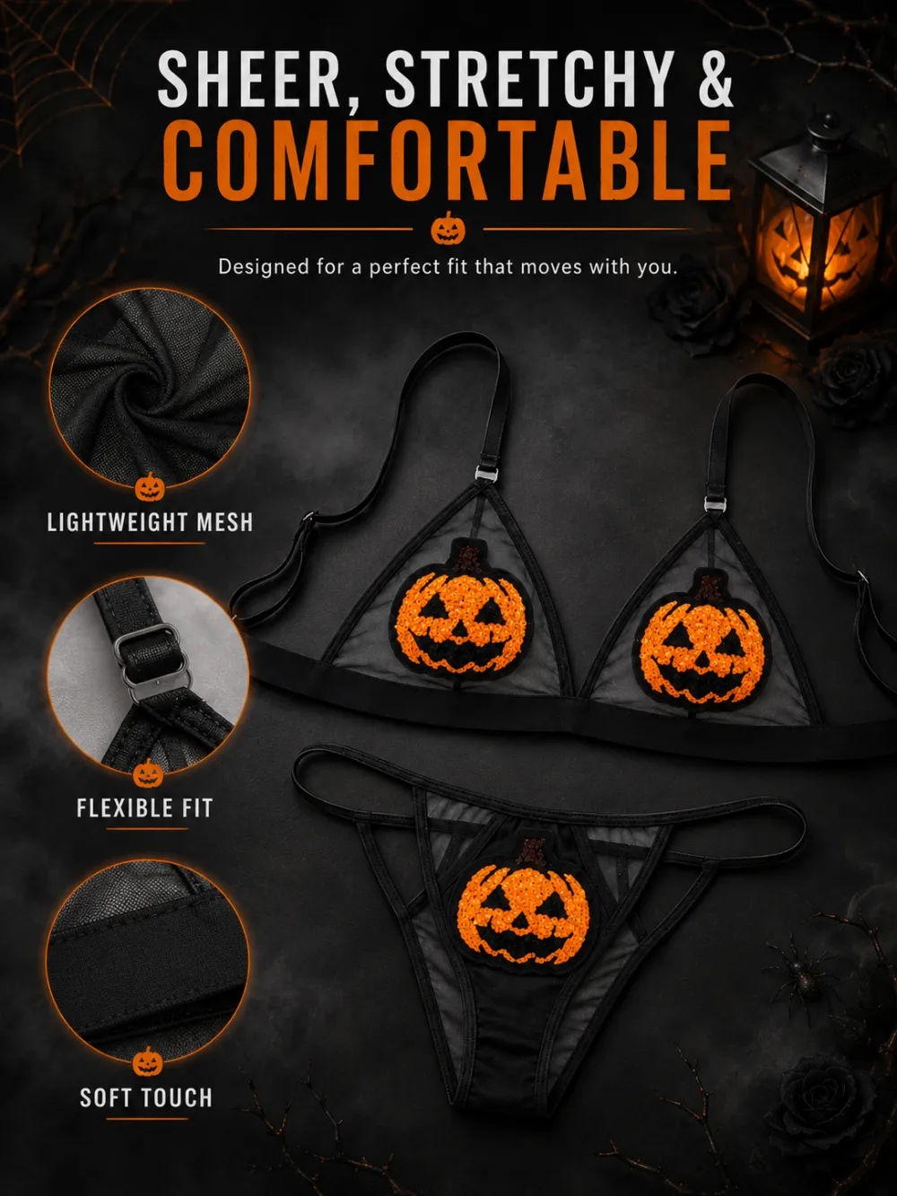 Halloween Sexy Lingerie Set / Halloween Costume Lingerie / Spooky Cute Intimate Set