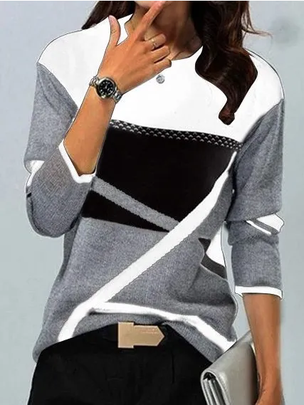 Fit Geometric Elegant Crew Neck T-shirt