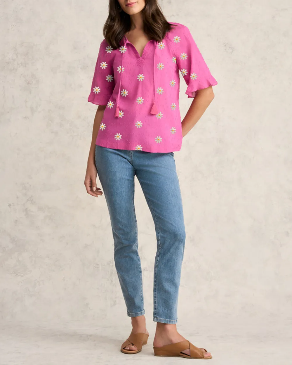 Rose Fuschia Embroidered Blouse