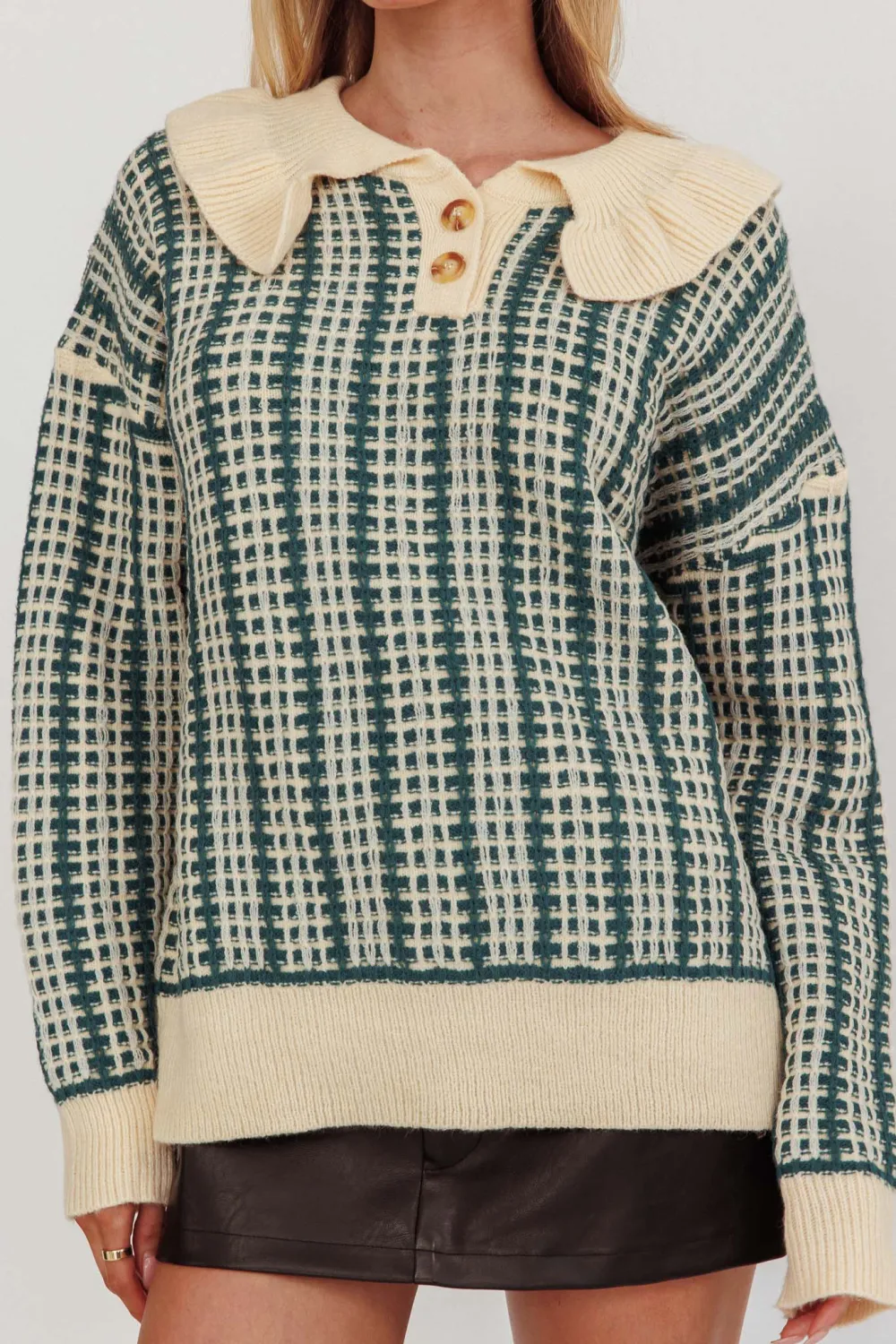 Fashionable Luxury Lapel Plaid Top