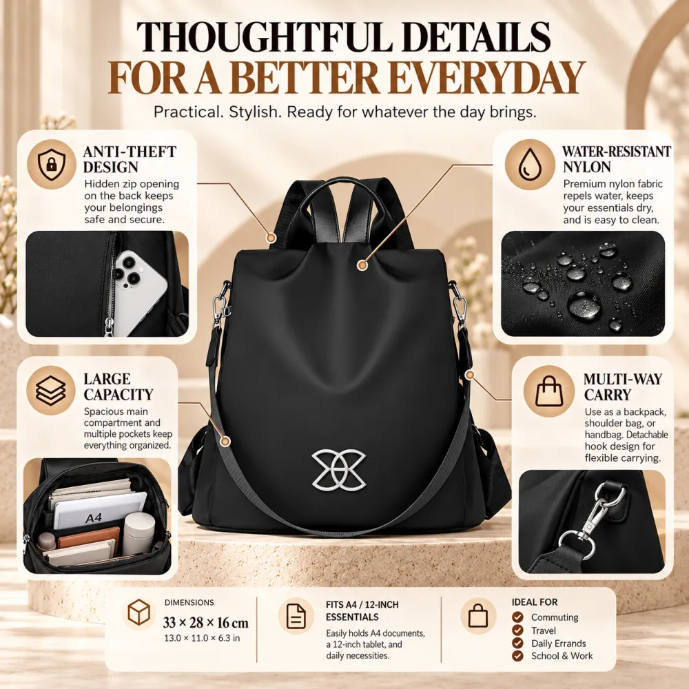 Multi functional anti-theft backpack