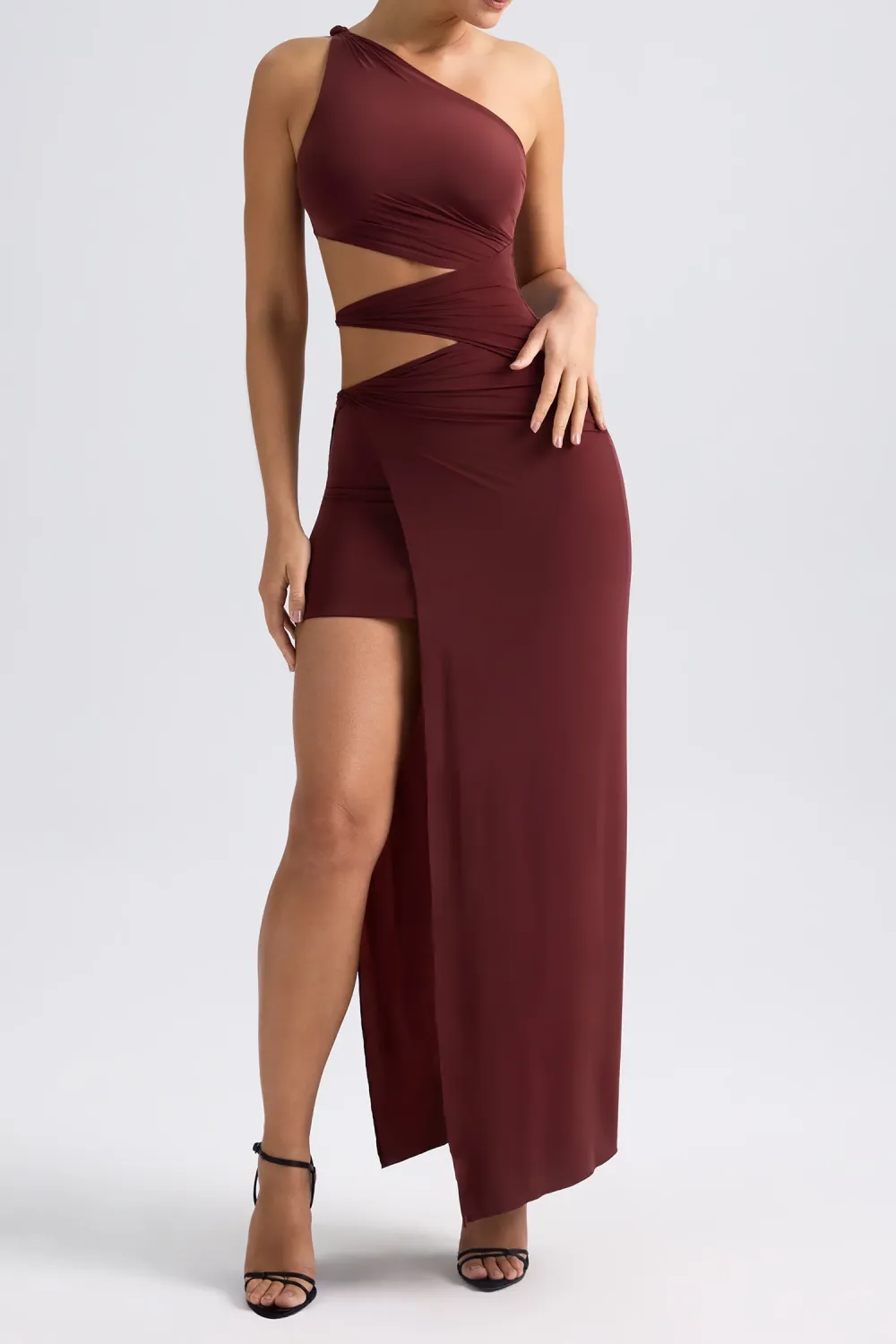 Lightweight One-Shoulder Twist Cutout Dress