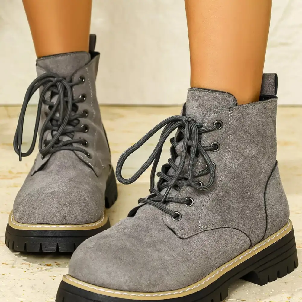 Round Toe Lace-Up Boots