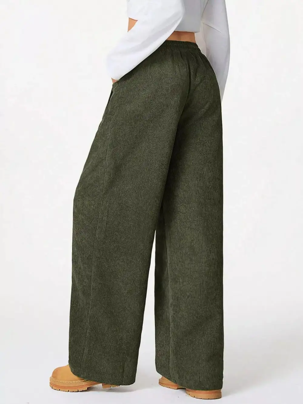 Textured Corduroy Wide Leg Pants