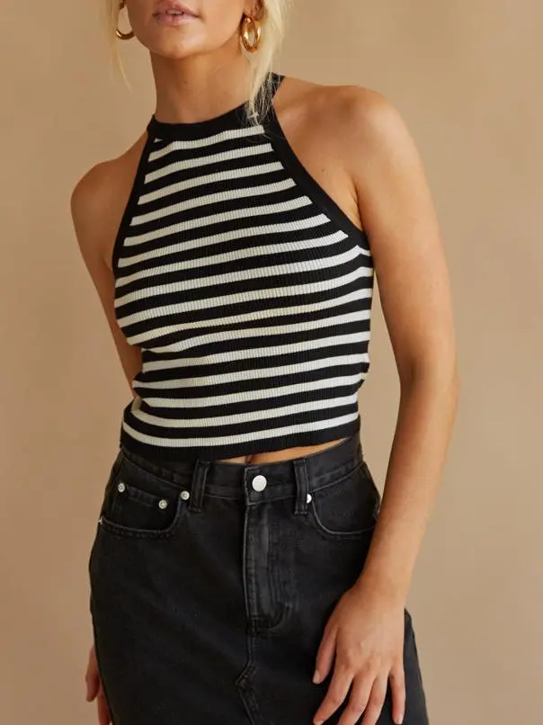 Striped Halter Tank Top
