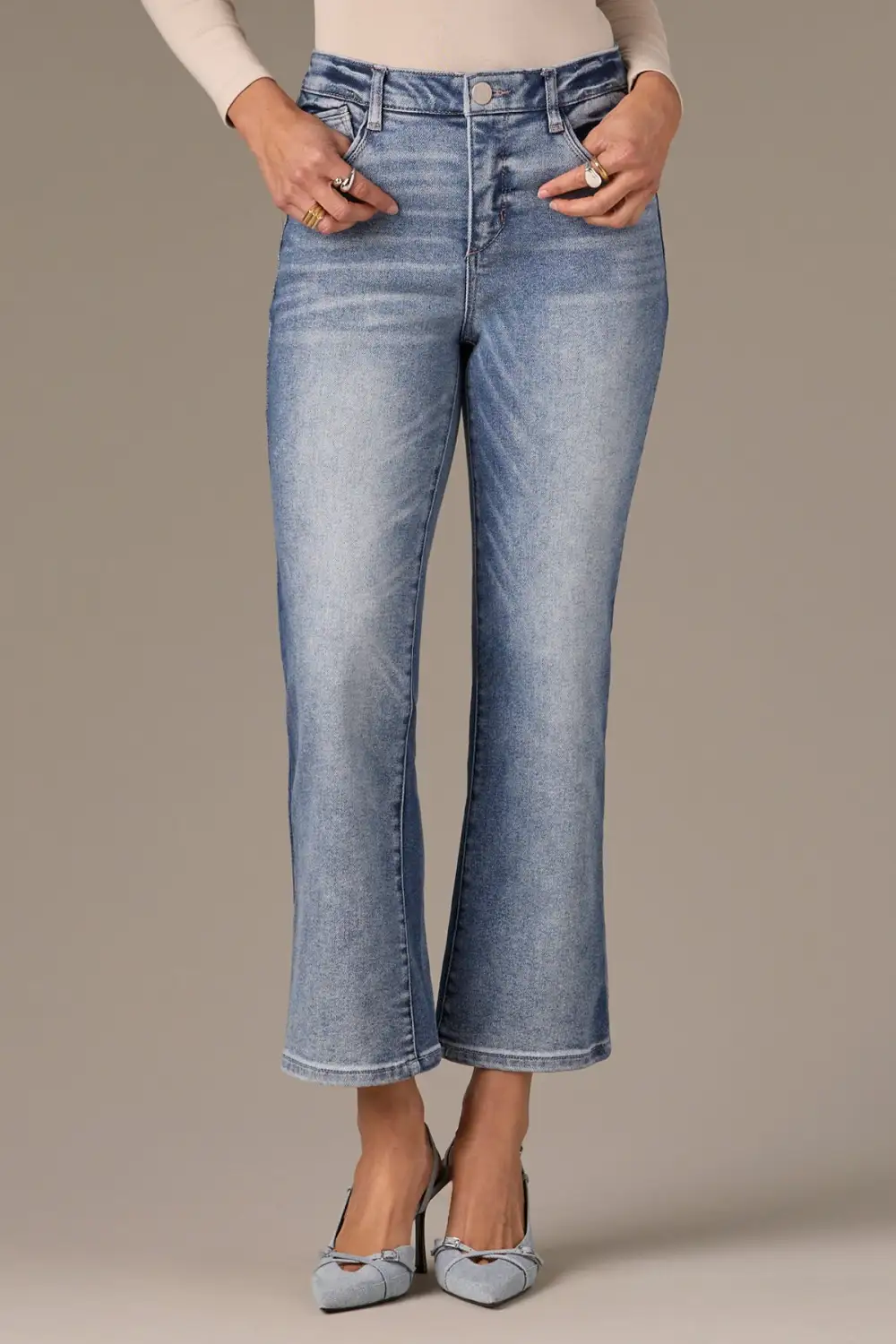 Petite High Rise Cropped Bootcut Jeans