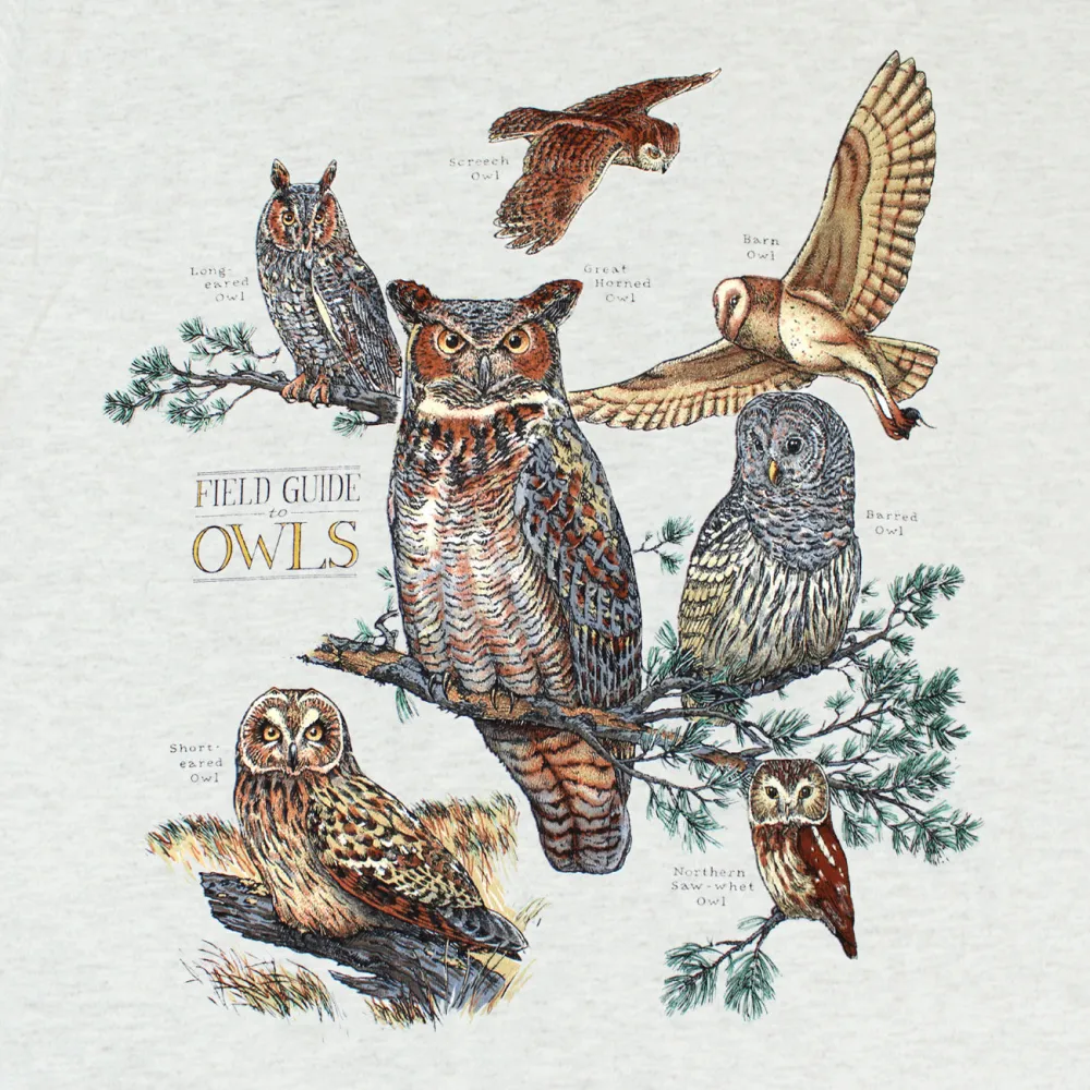Owl Print Round Neck Long Sleeved Women's T-Shirt