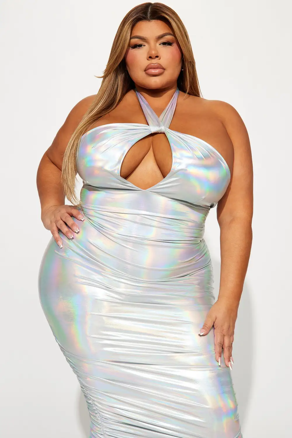 Nova Girl Metallic Maxi Dress - Silver