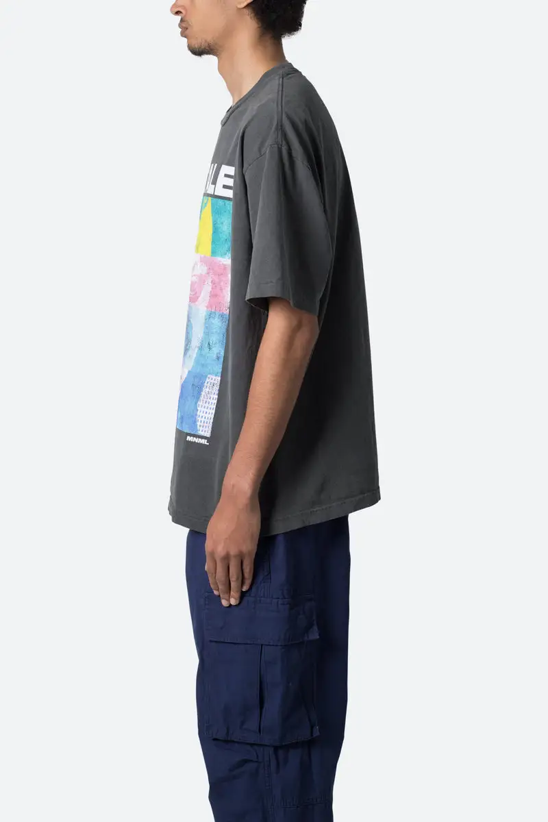 DARK GRAY GRAPHIC PRINTED T-SHIRT