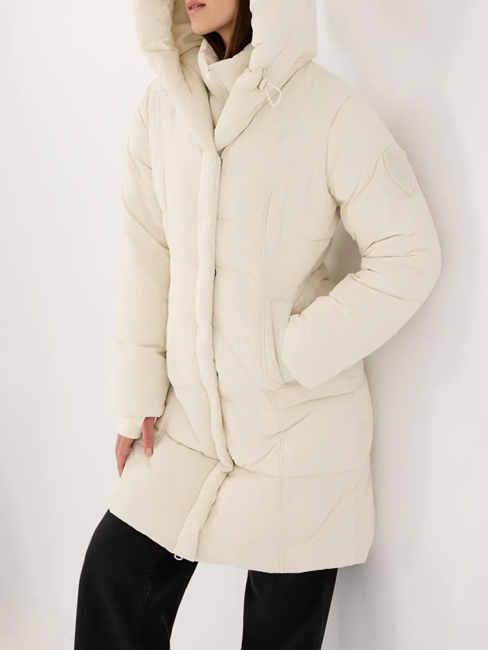 Classic Black Hooded Long Padded Jacket