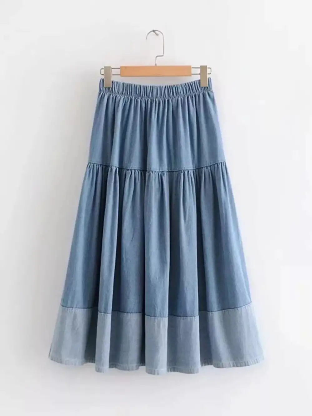 Practical Denim Tiered Skirt