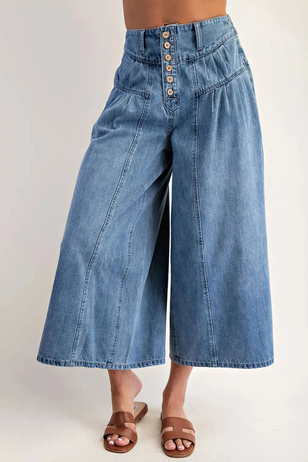 Easy Denim Culotte Pants