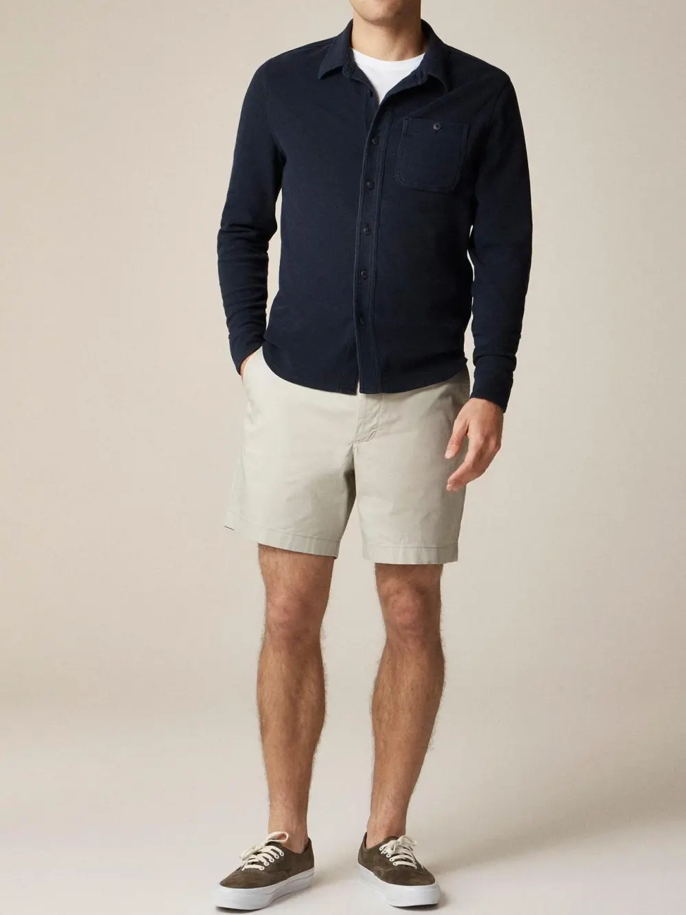 Khaki Cotton Twill Shorts