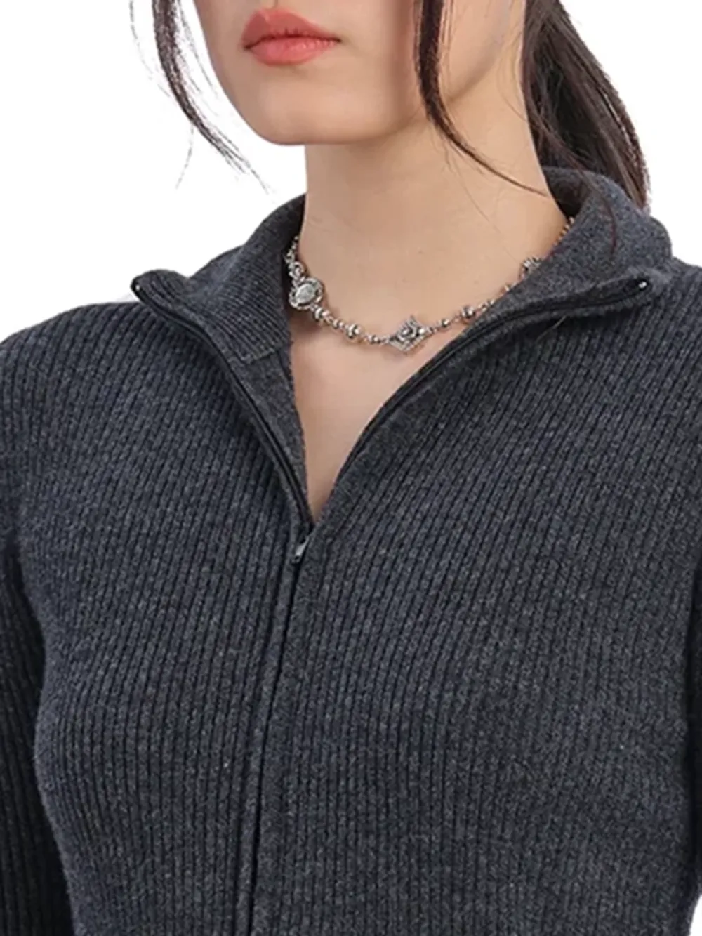 Slim - Fit Zip - Up Knit Cardigan
