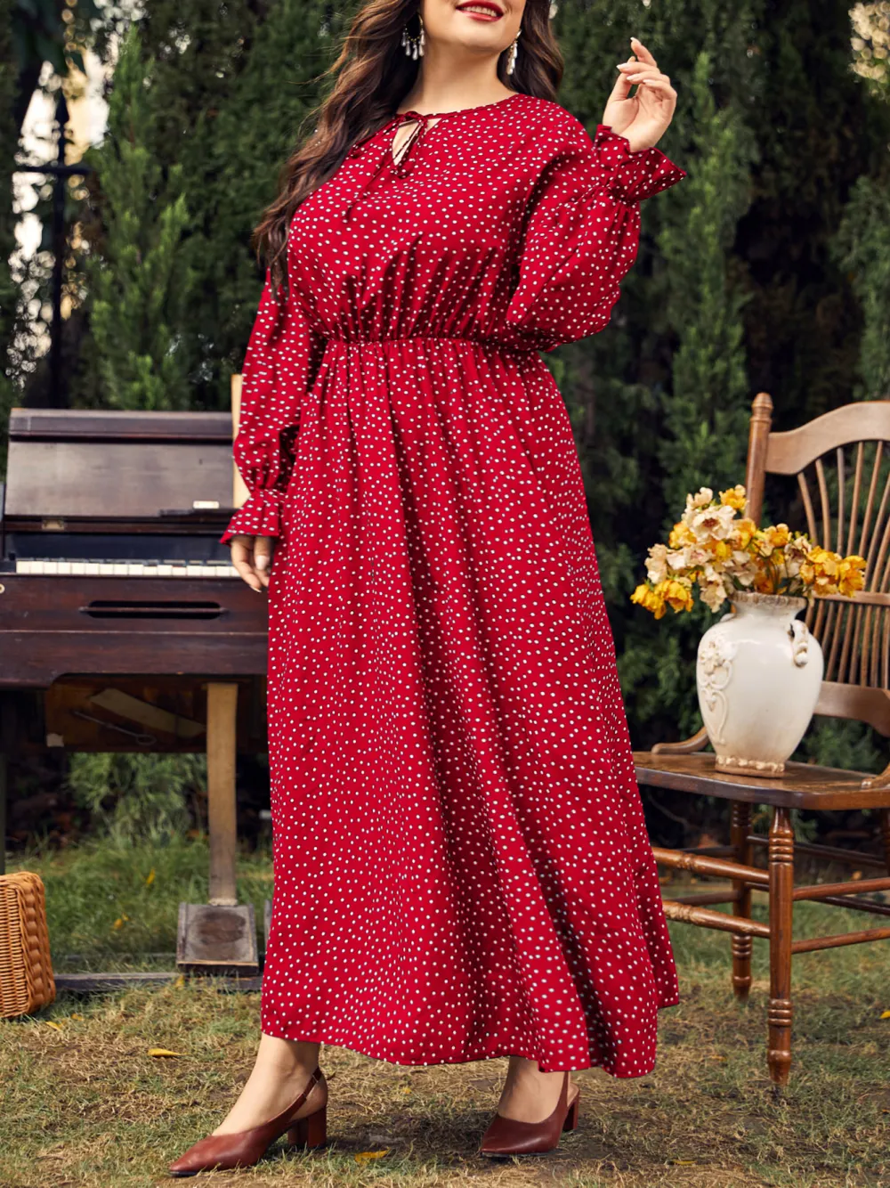 Polka Dot Loose Long Sleeve Dress