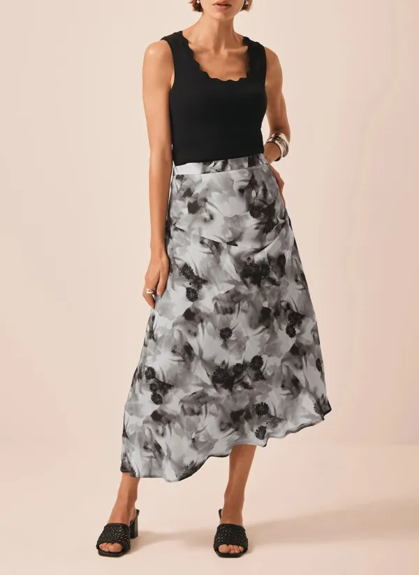 Casual Style Floral Print Midi Skirt
