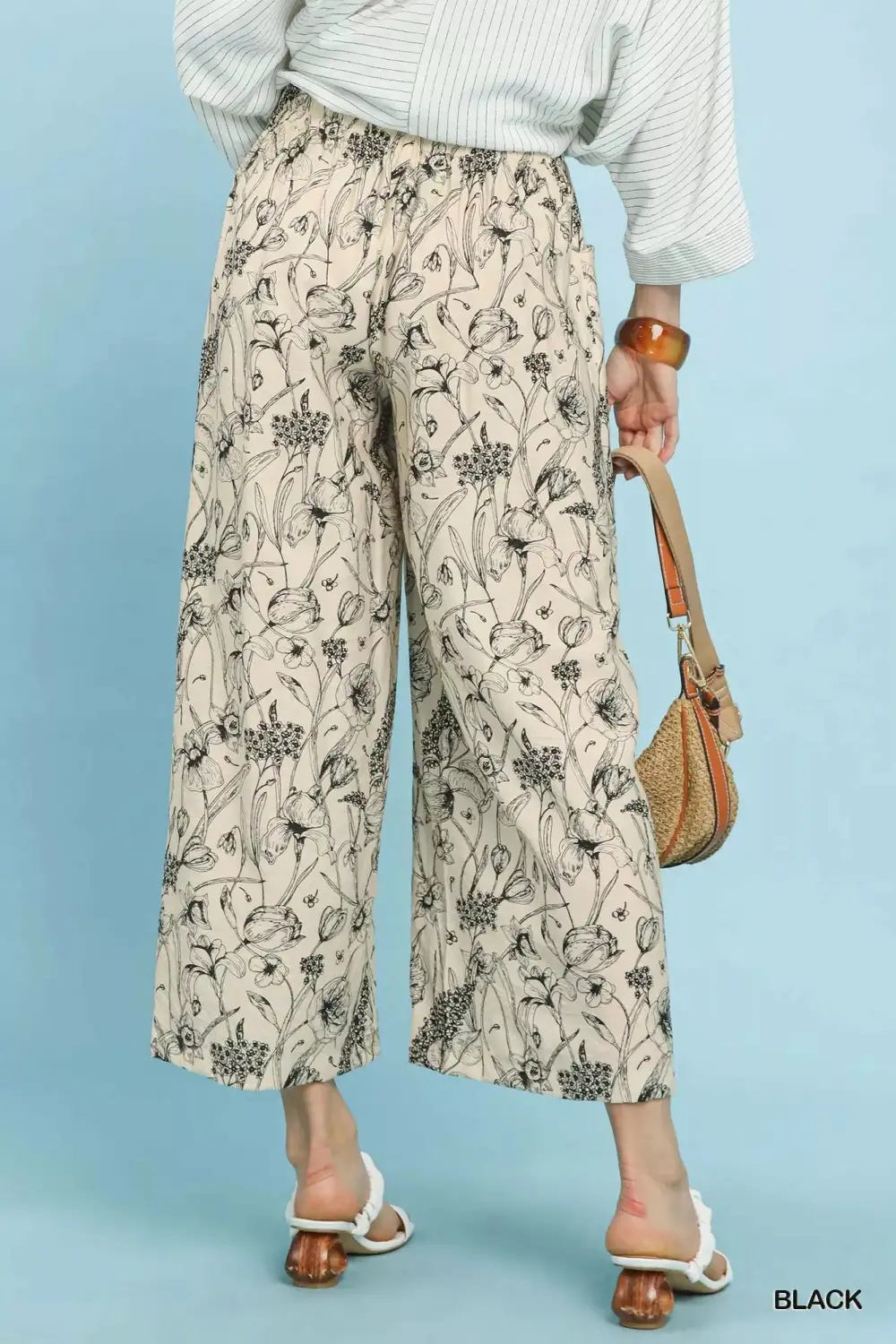 Everyday Two Tone Floral Print Pants