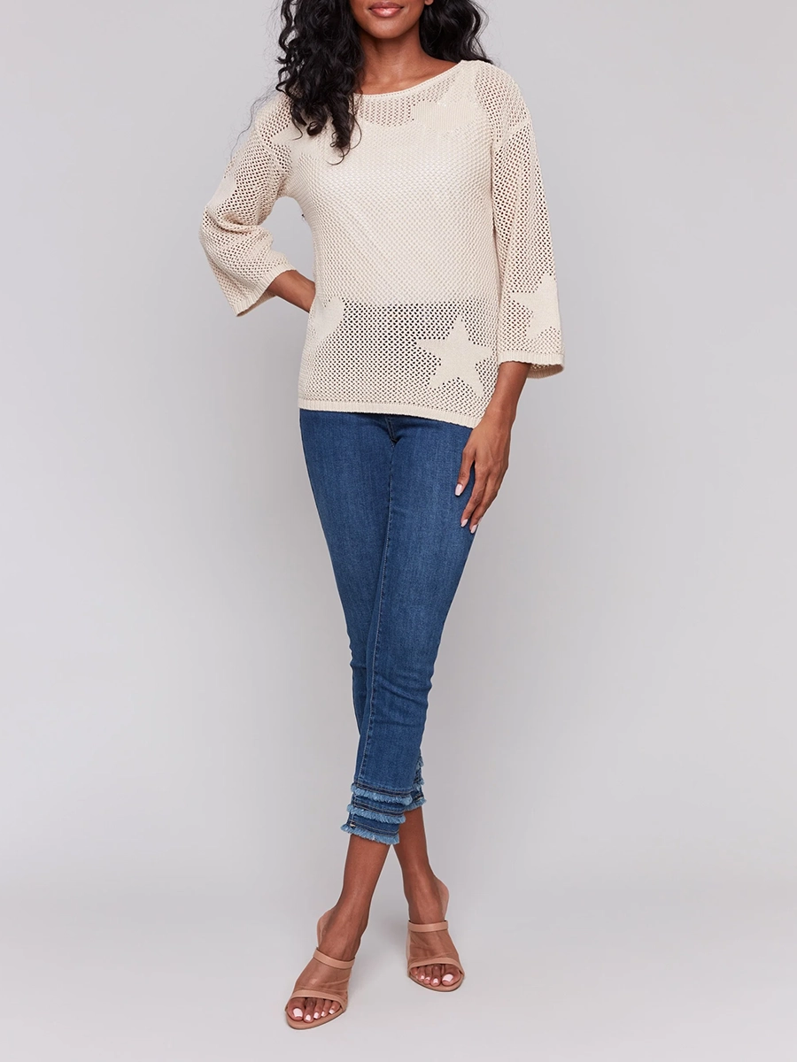 Women's Lively and Cute Star Hollow Blouse