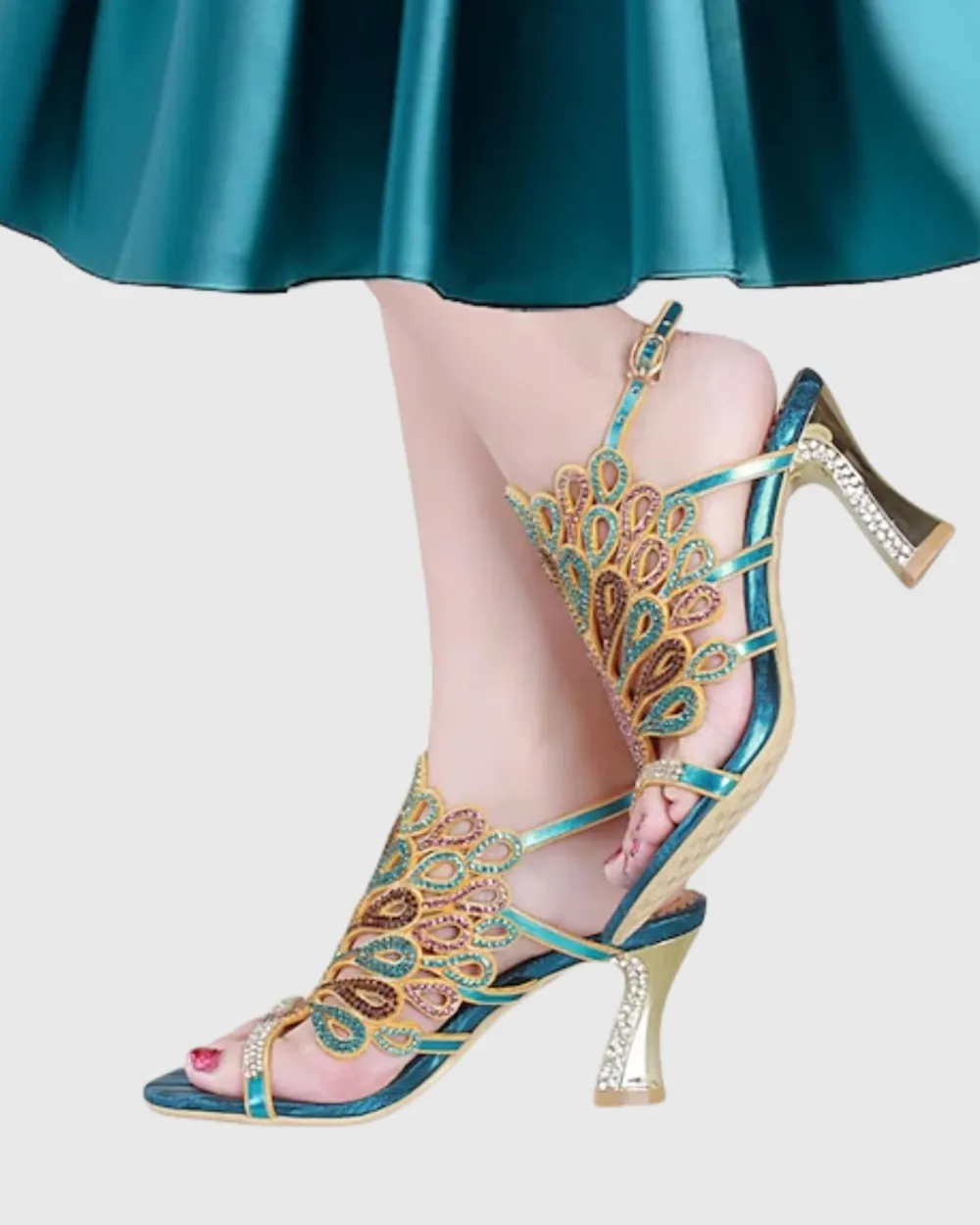 Peacock Wing Strap Sandals