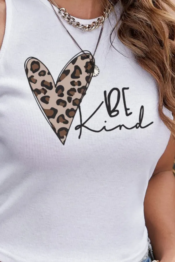 Be Kind Graphic Ribbed Round Neck Tank Top