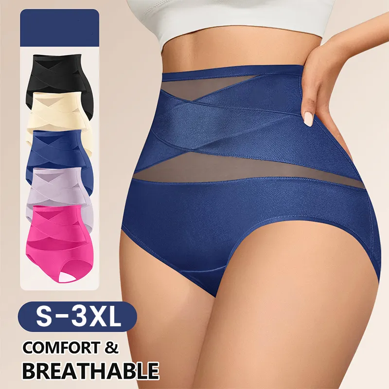 ✨Plus-Size High-Waist Cross Tummy Control Panties
