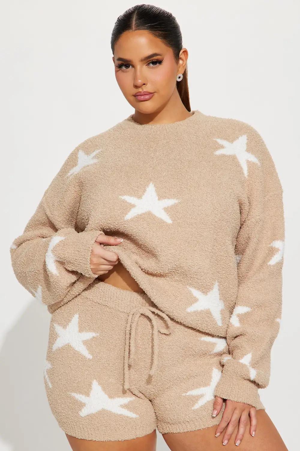 Star Struck Cozy Short Set - Taupe