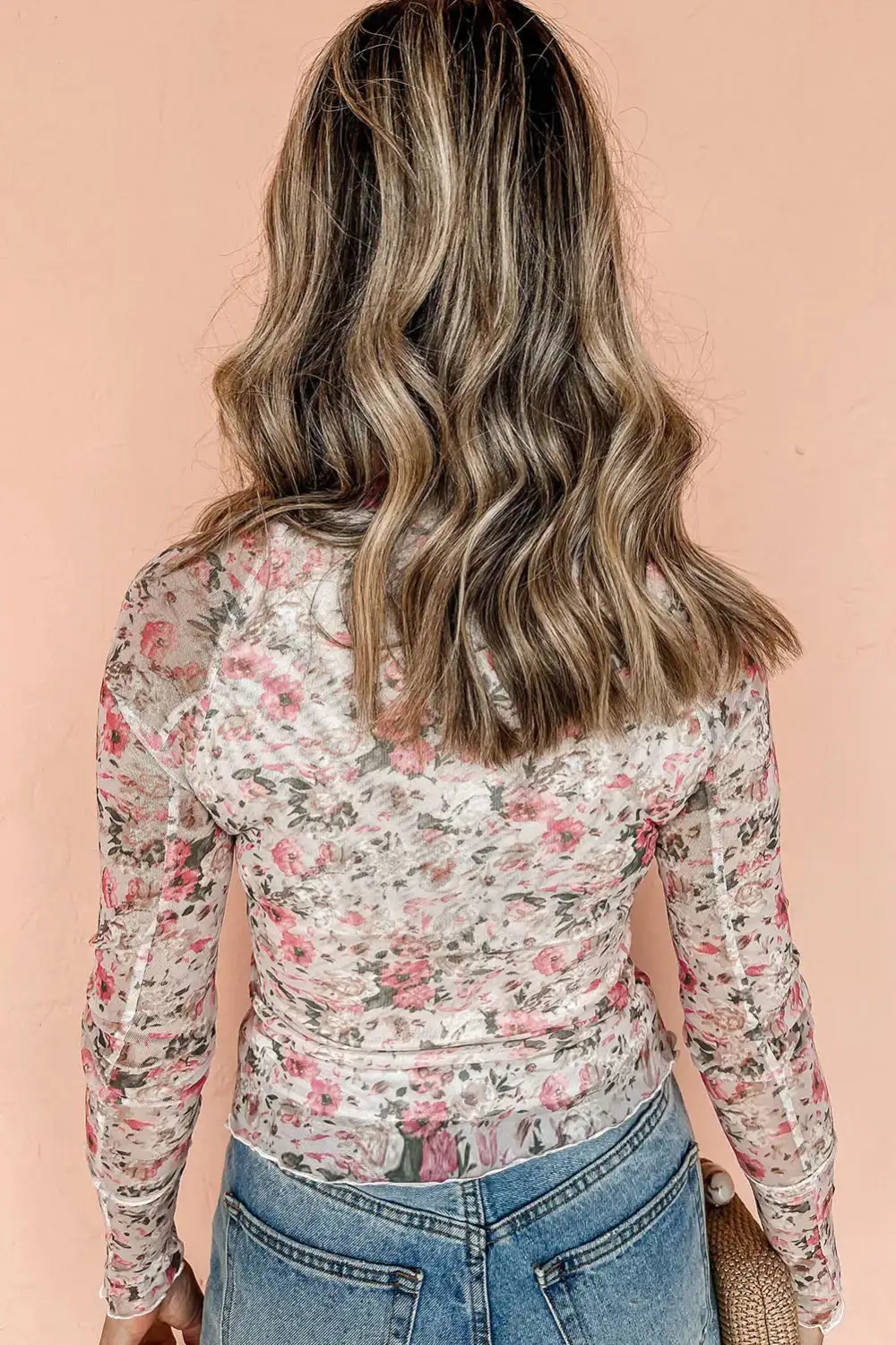 Floral Mesh Long Sleeve Blouse