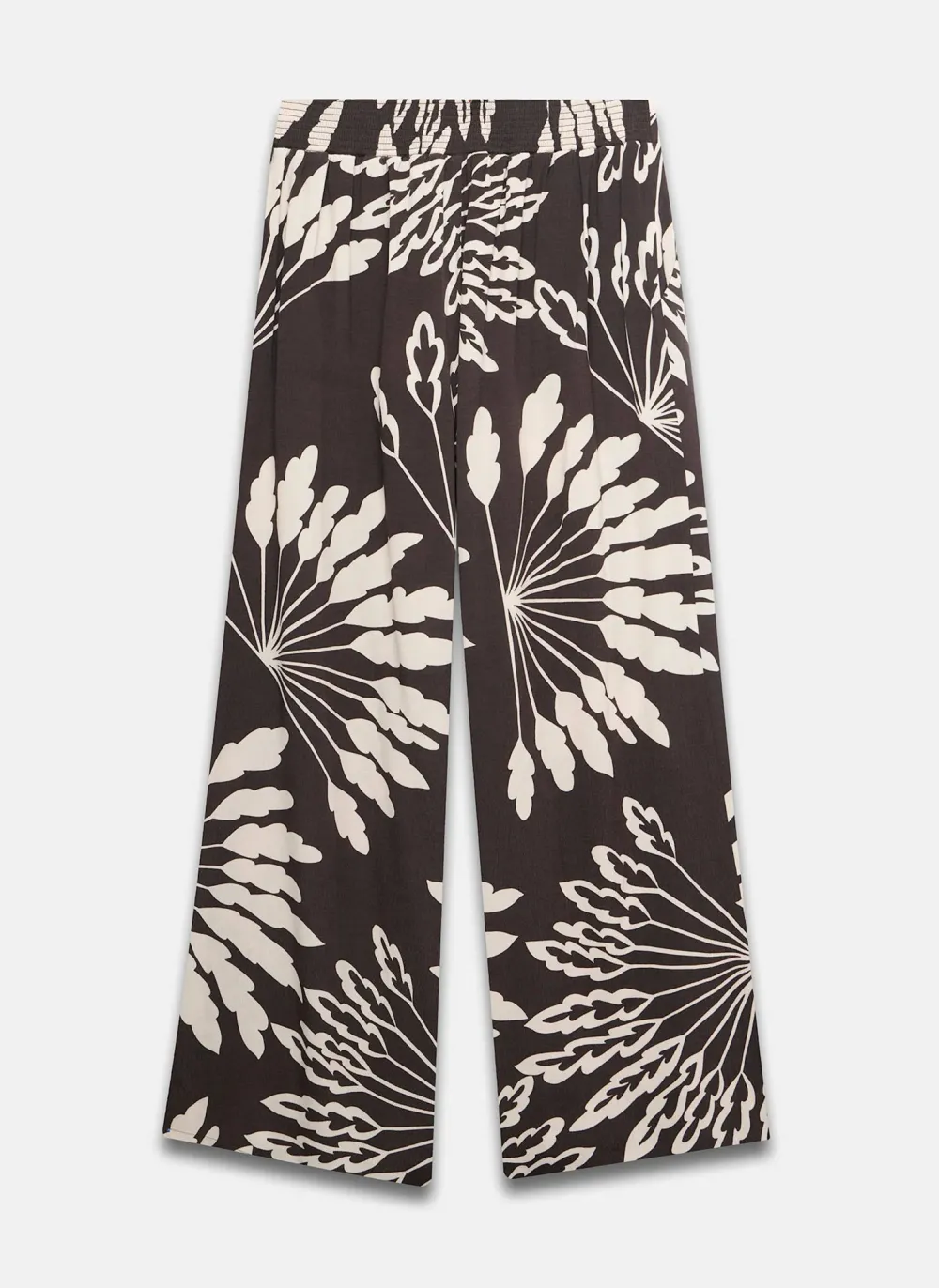 Casual Style Brown Palm Print Wide Trousers
