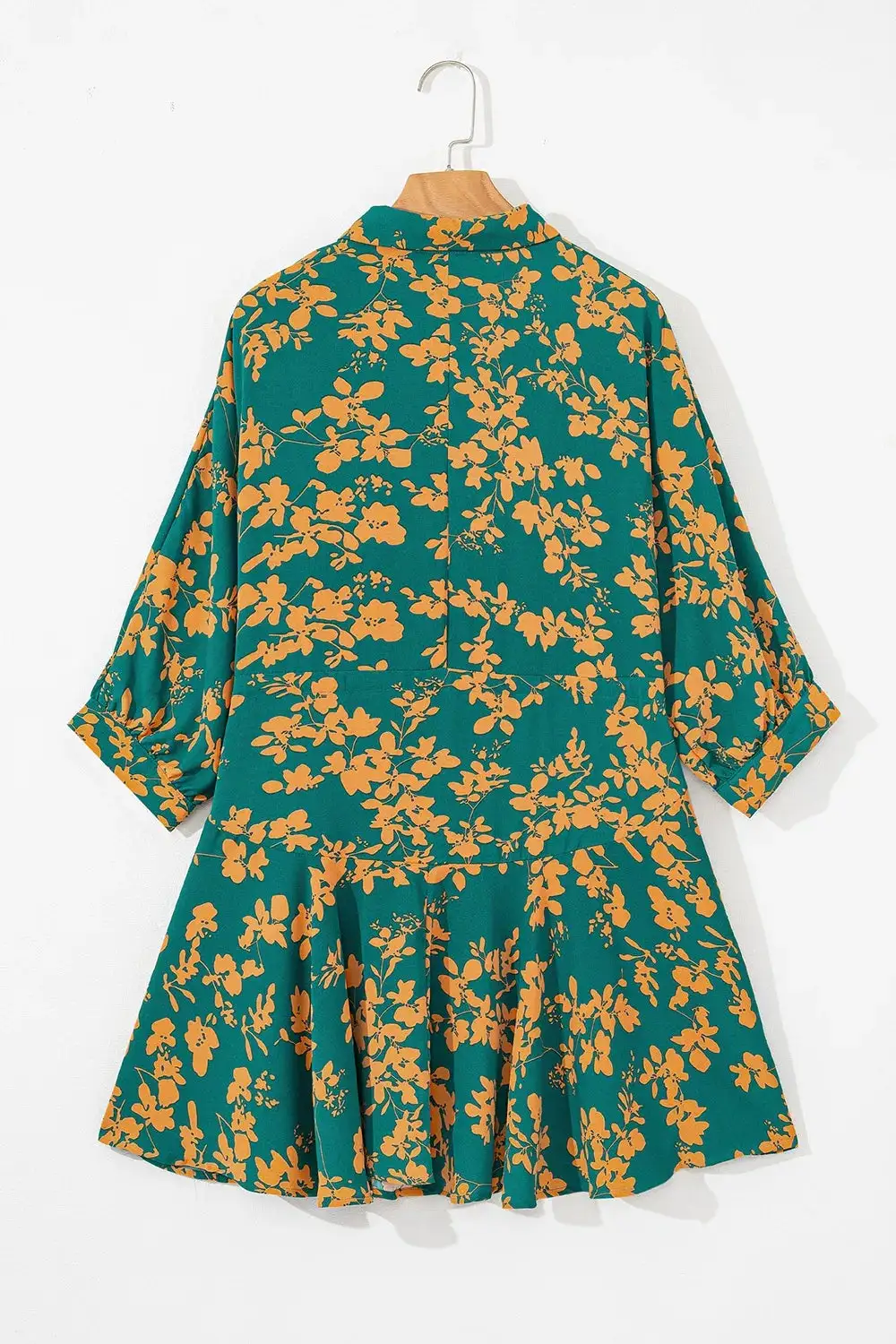 Printed Button Front Ruffle Dress Casual
