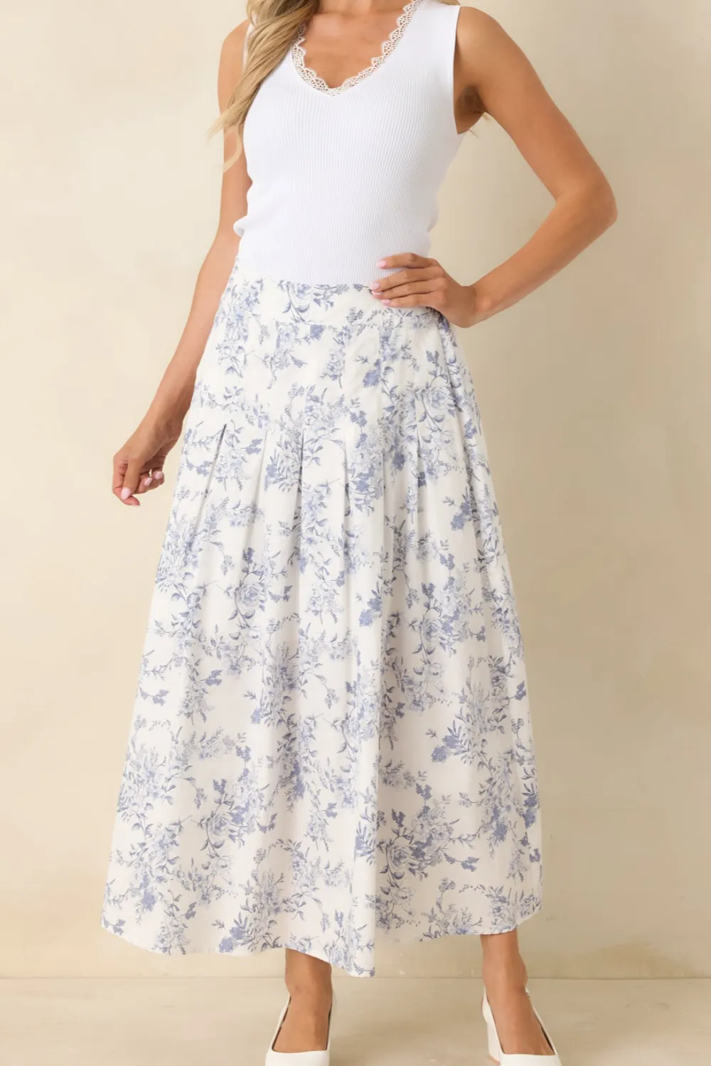 Upon A Daydream Floral Toile Cotton Maxi Skirt