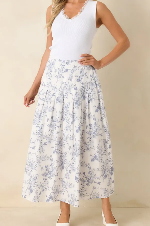 Upon A Daydream Floral Toile Cotton Maxi Skirt