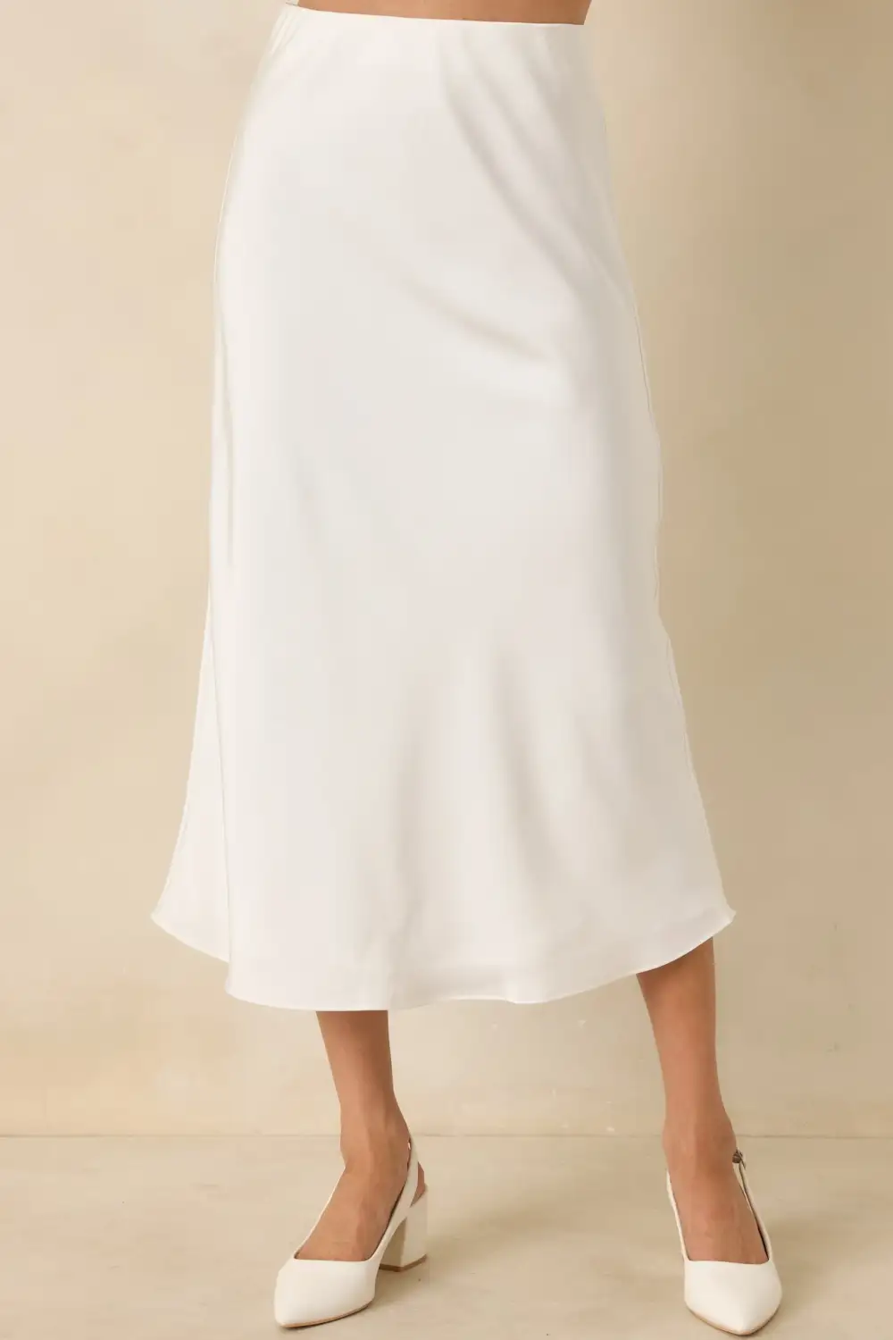 Come Closer Satin-Finish Midi Skirt