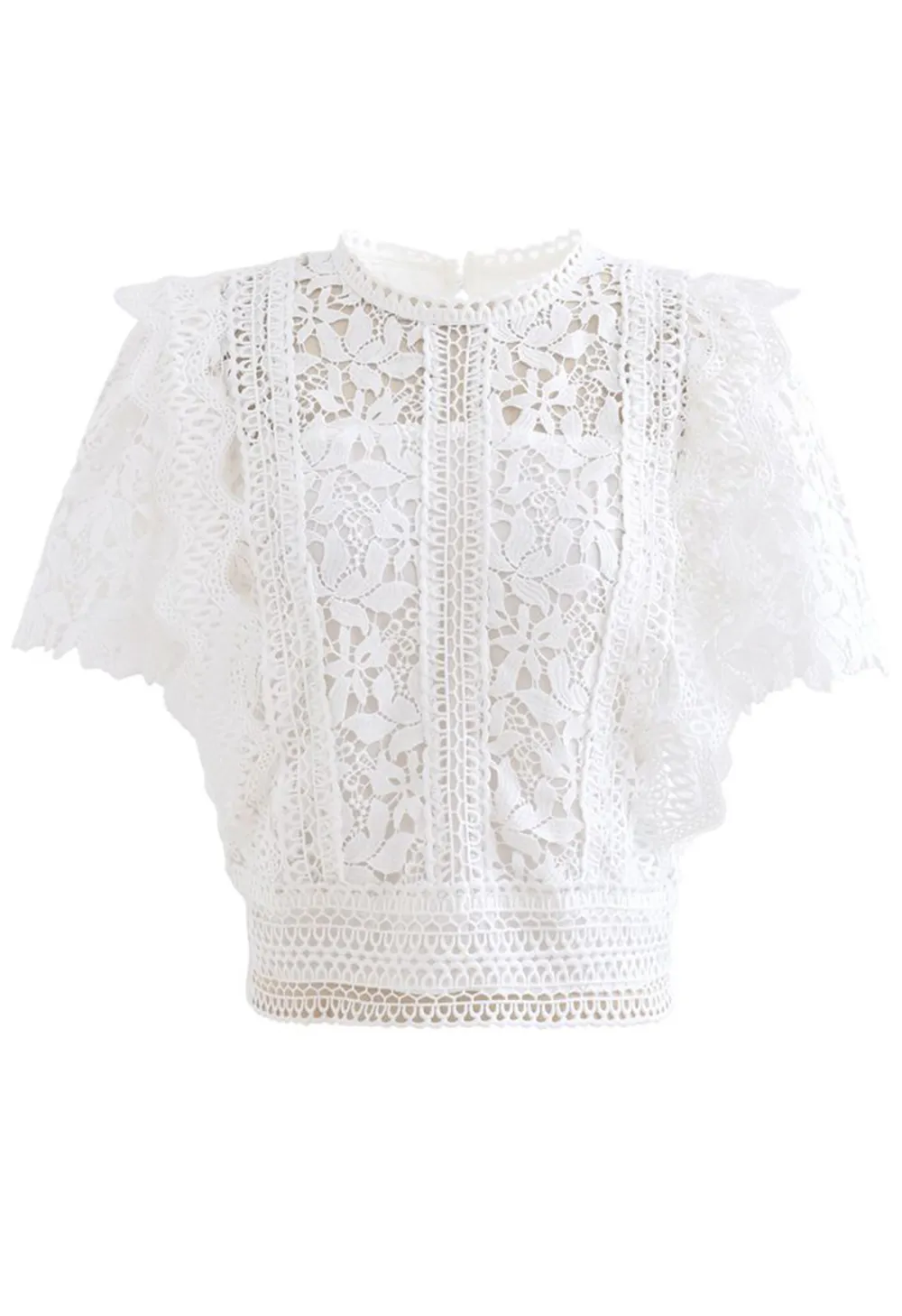 LUSH LEAVES CROCHET TOP IN WHITE