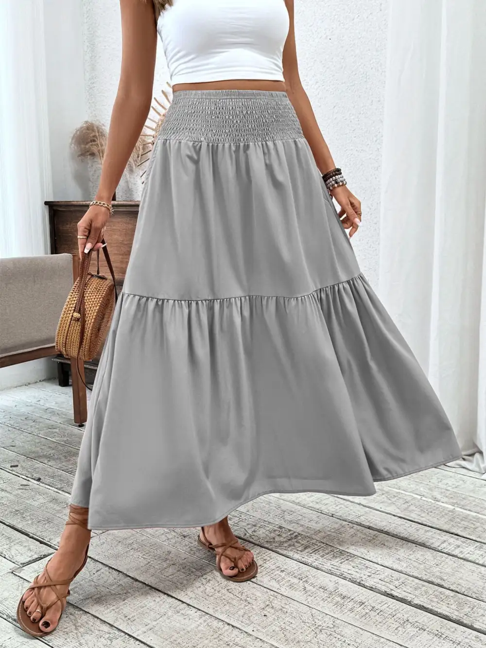 Tiered Smocked Skirt
