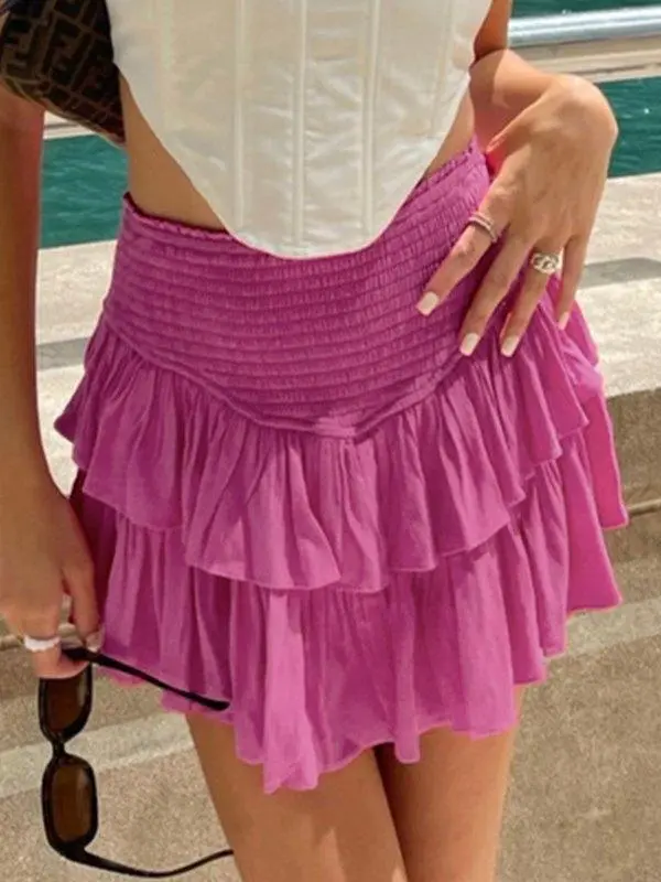 Smock Tiered Ruffle Mini Skirt