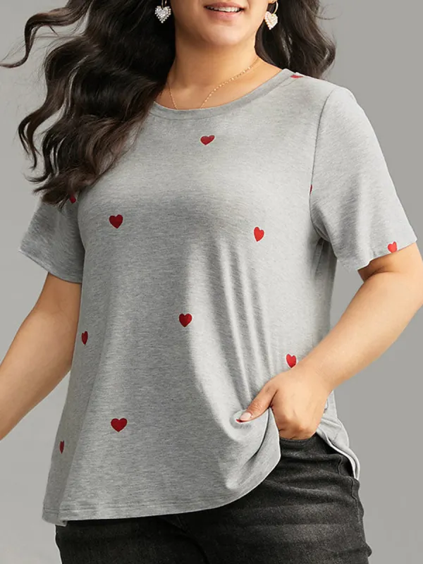 Crew-Neck Love Heart T-Shirt
