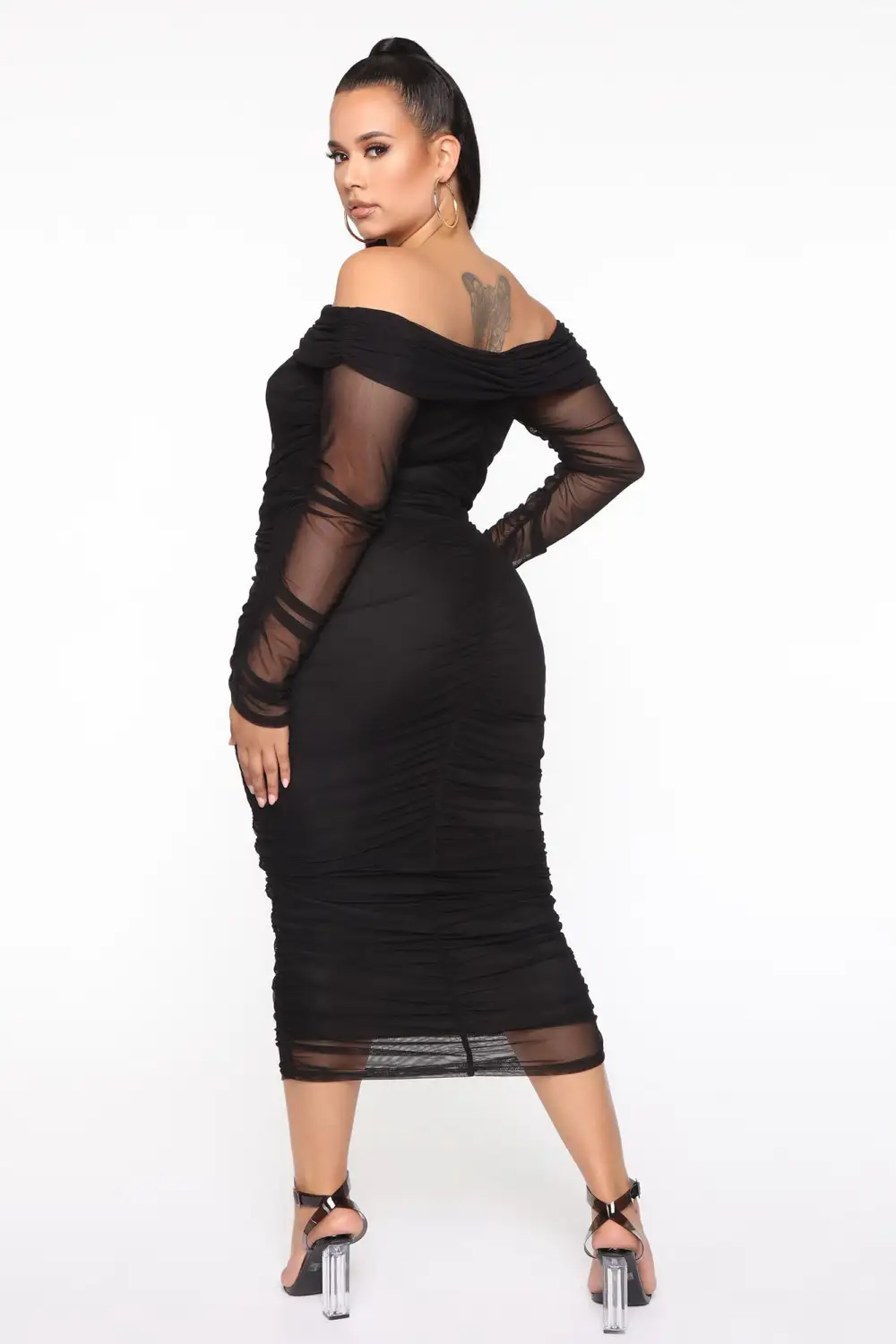 Top Trend Ruched Maxi Dress - Black