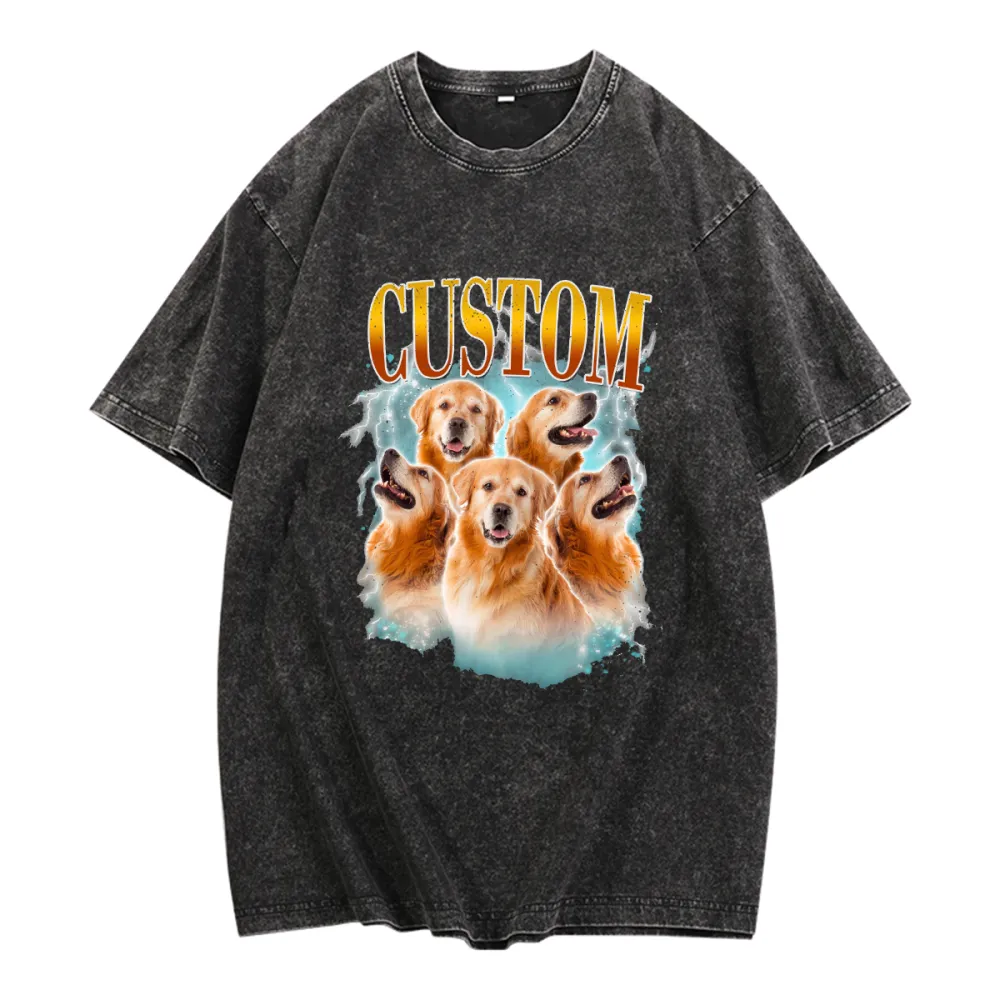 Dog Printed Round Neck Short Sleeve T-Shirt