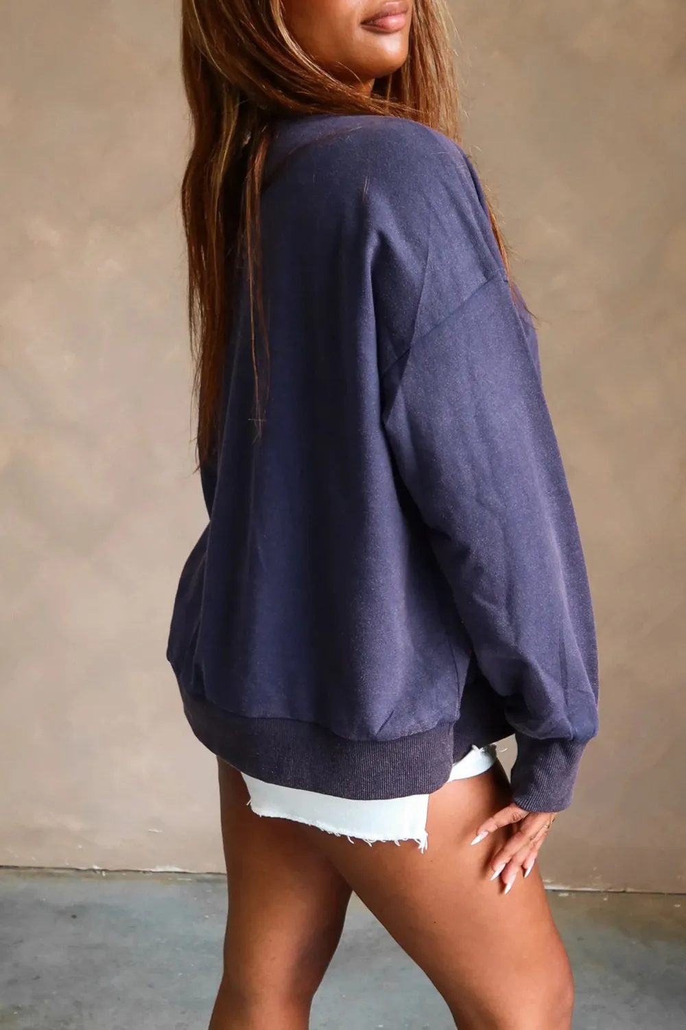 Letter A Patch Long Sleeve Sweatshirt