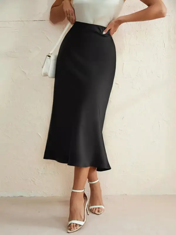 High Waist High Midi Skirt