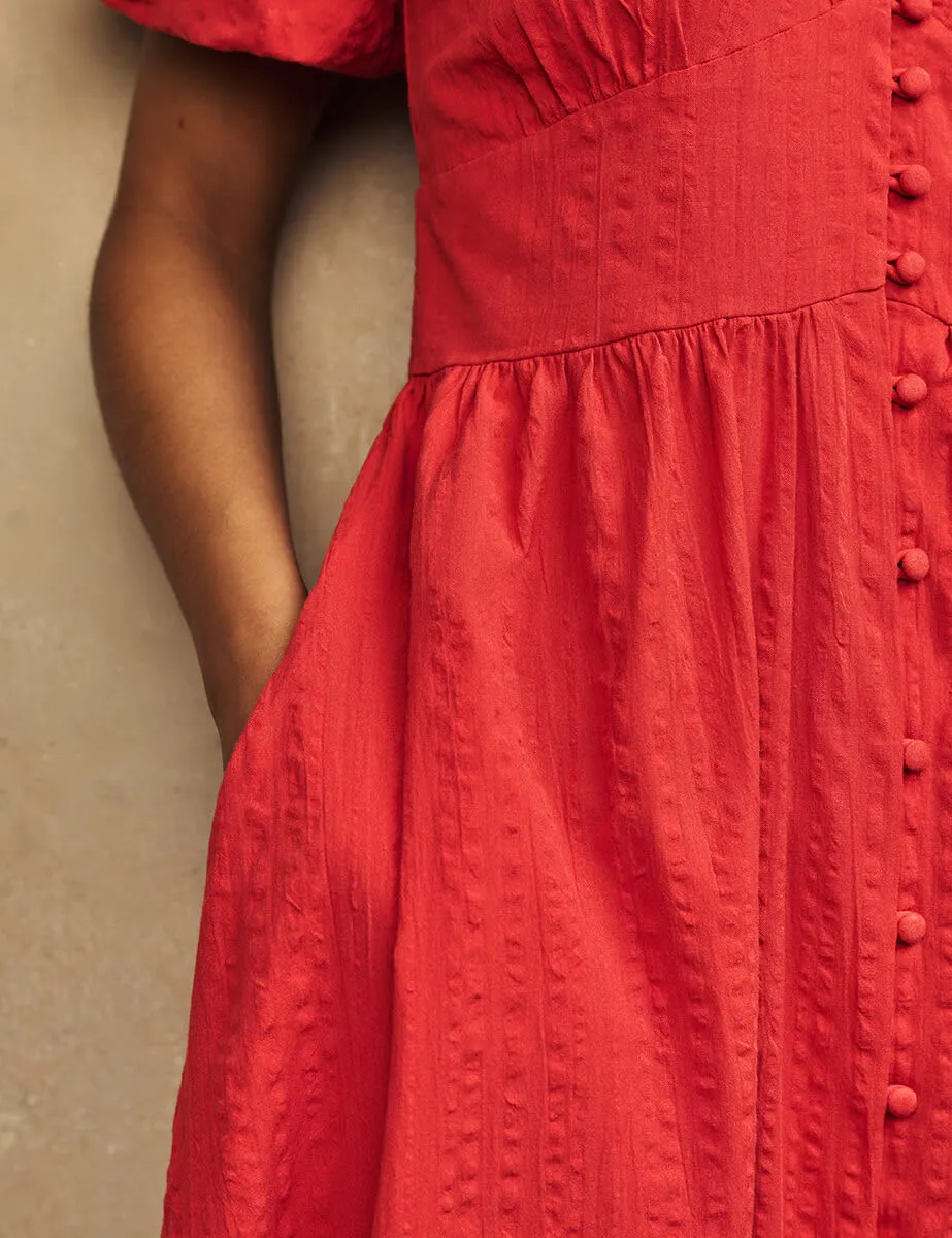 Red V-Neck Starlight Midi Dress