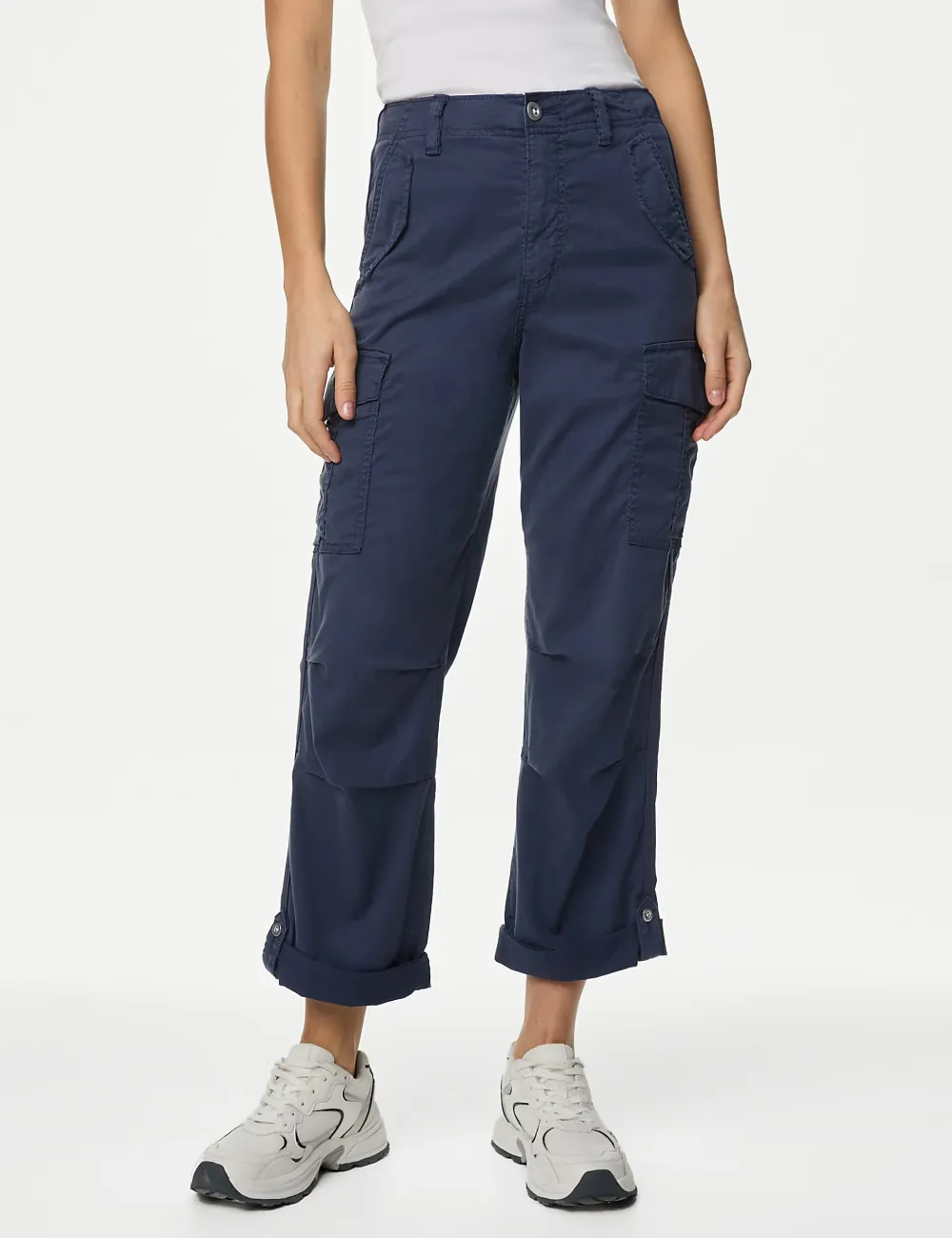 Rich Cargo Tea Dyed Cropped Trousers
